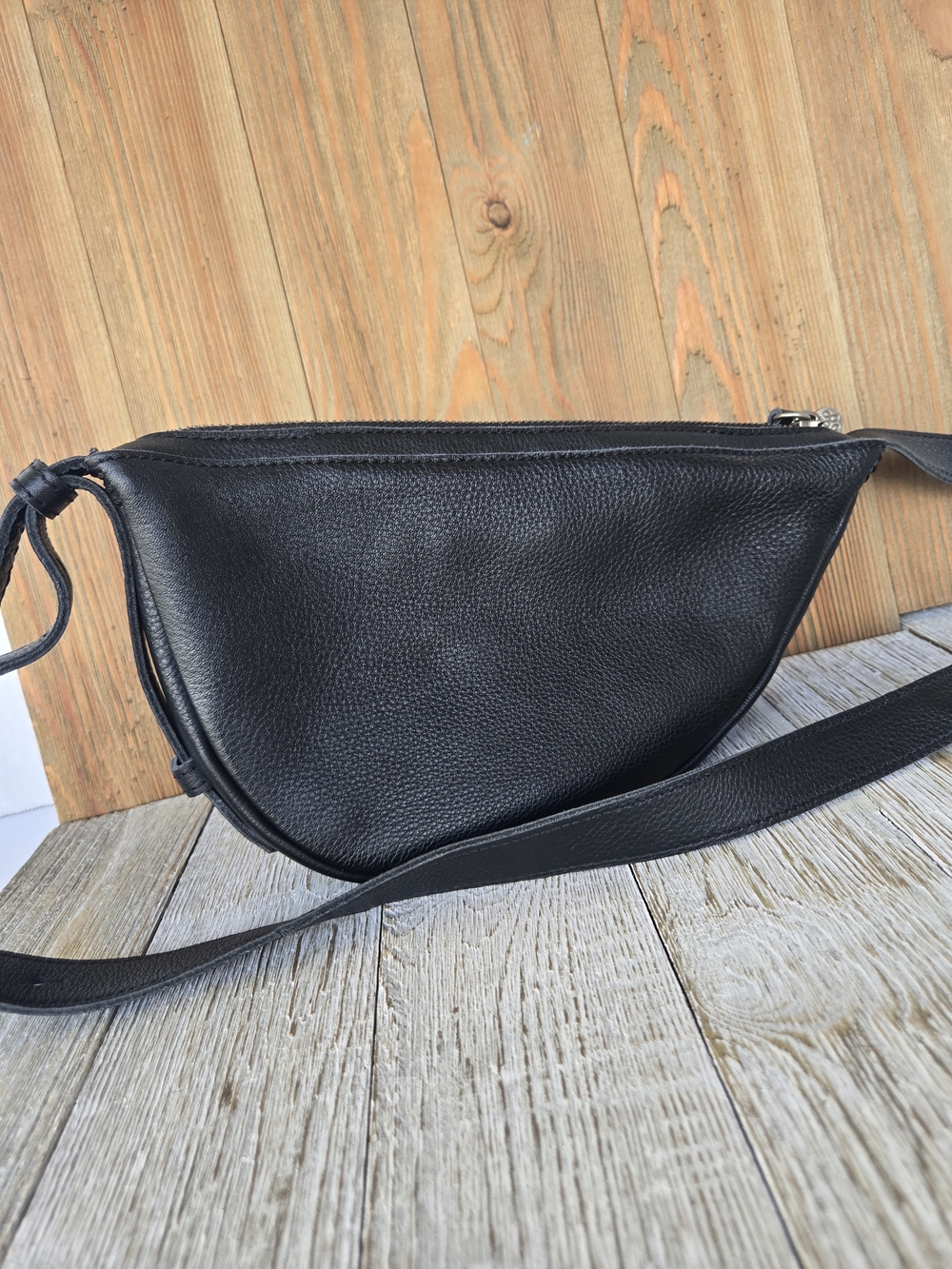 The Sak Tess Sling Black 100% Leather Pebbled Crescent Crossbody - Picture 10 of 16
